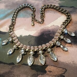 LOFT Bronze and Crystal Statement Necklace